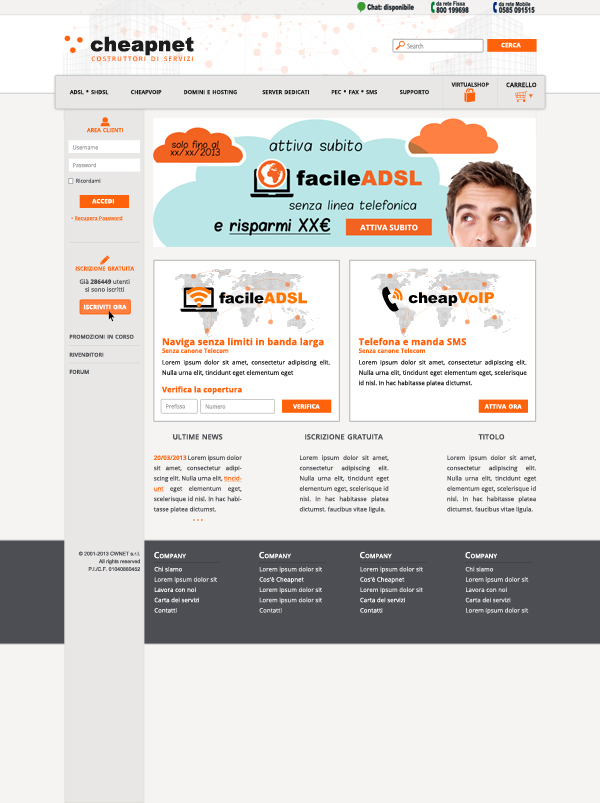 Progettazione della nuova veste grafica del sito www.cheapnet.it