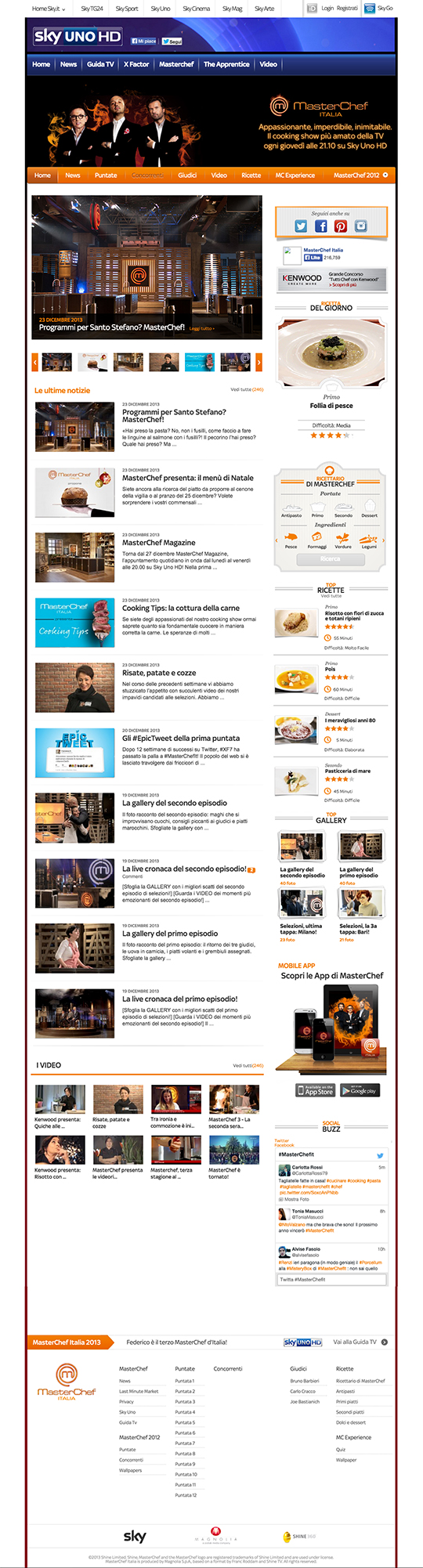 Sviluppo tema wordpress per il sito del programma televisivo Masterchef