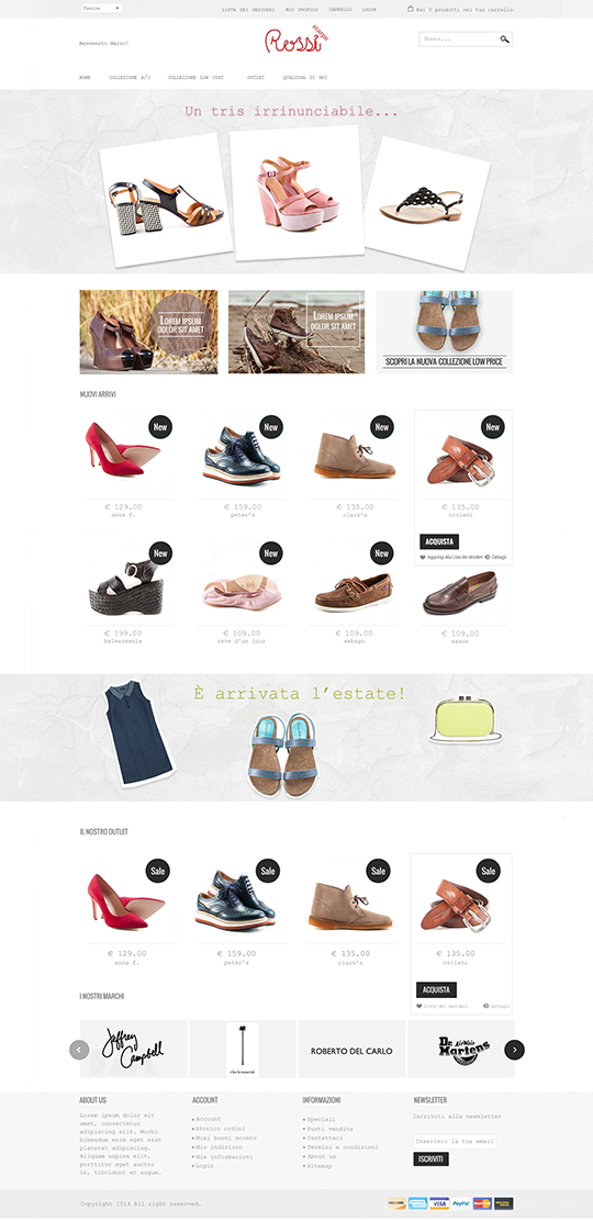 Progettazione grafica ecommerce Rossi Scarpe