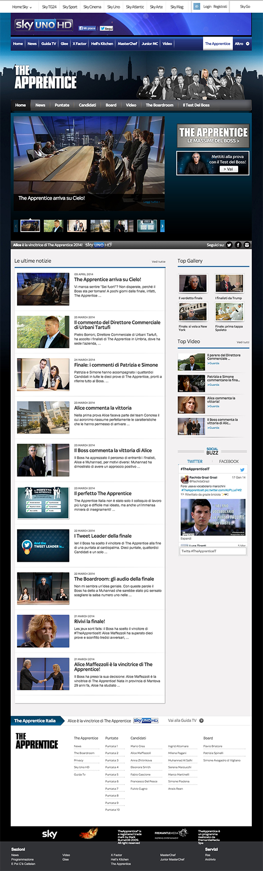 Sviluppo tema wordpress per il sito del programma televisivo The Apprentice